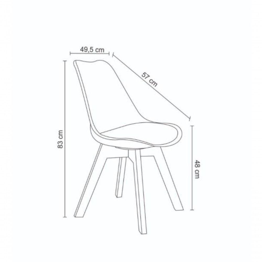 Kit 4 Cadeiras Leda Joly Rivatti Polipropileno Branco Base Madeira - 4