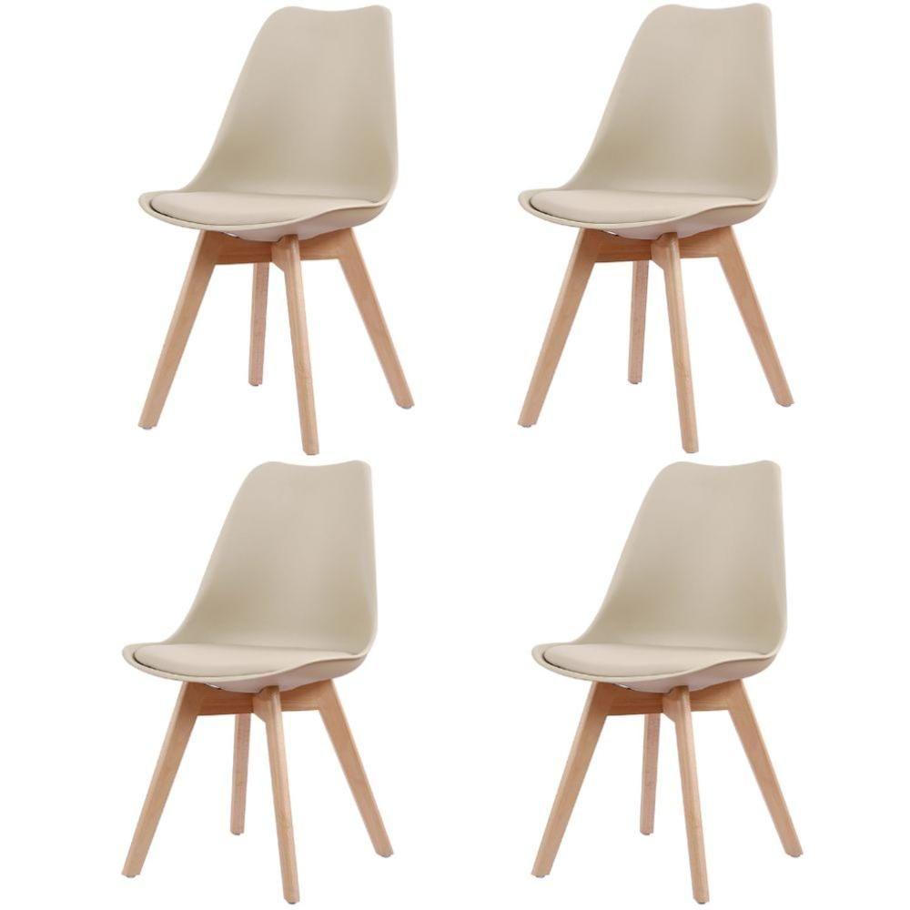 Kit 4 Cadeiras Leda Joly Rivatti Polipropileno Nude Base Madeira - 1