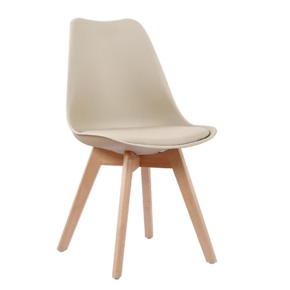 Kit 4 Cadeiras Leda Joly Rivatti Polipropileno Nude Base Madeira - 5