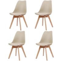 Kit 4 Cadeiras Leda Joly Rivatti Polipropileno Nude Base Madeira - 1