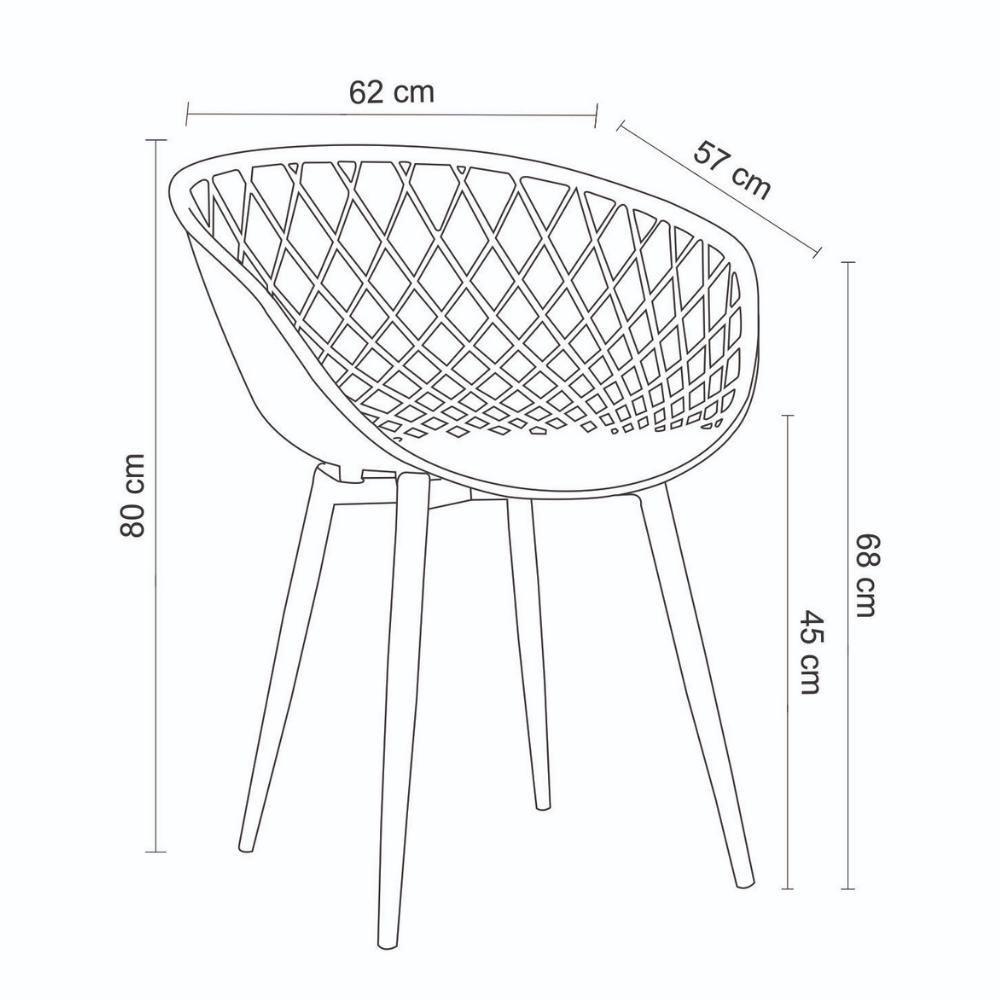 Kit 4 Cadeiras Clarice Rivatti Polipropileno Preto Base Metal - 2