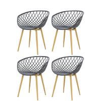 Kit 4 Cadeiras Clarice Rivatti Polipropileno Preto Base Metal - 1