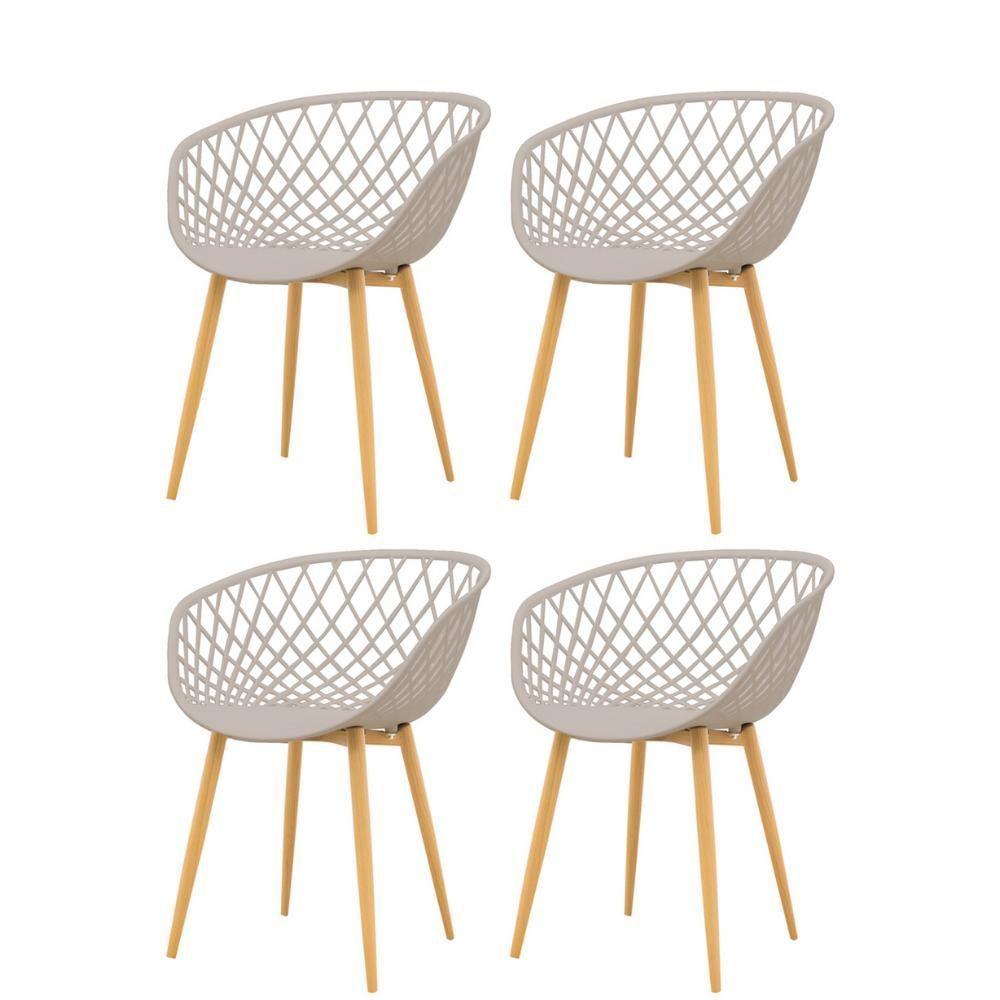 Kit 4 Cadeiras Clarice Rivatti Polipropileno Nude Base Metal - 1