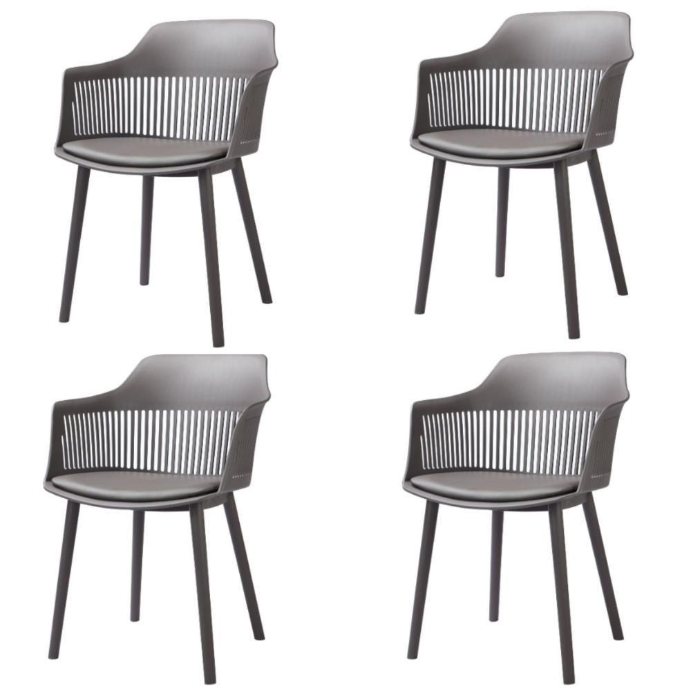 Kit 4 Cadeiras Marcela Rivatti Almofada Em Pu Polipropileno Cinza - 1