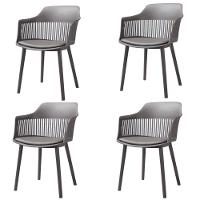 Kit 4 Cadeiras Marcela Rivatti Almofada Em Pu Polipropileno Cinza - 1