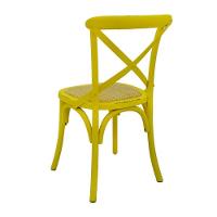 Kit 2 Cadeiras Katrina Cross Rivatti Madeira Amarela Assento Rattan Natural - 3