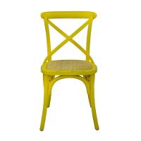 Kit 2 Cadeiras Katrina Cross Rivatti Madeira Amarela Assento Rattan Natural - 5