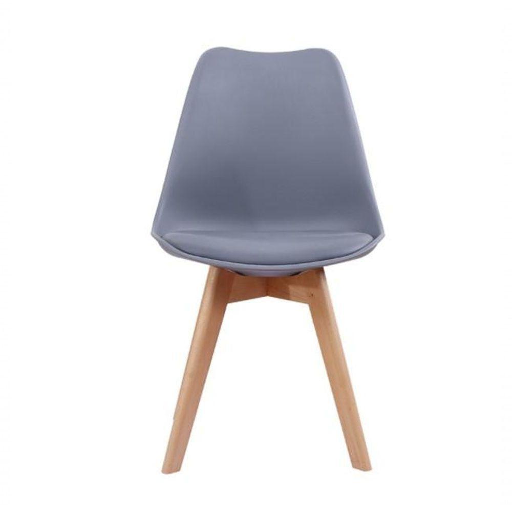 Kit 4 Cadeiras Leda Joly Rivatti Polipropileno Cinza Base Madeira - 2