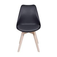 Cadeira Eames Saarinen Polipropileno Assento Estofado Pu Preta Base Madeira - 4