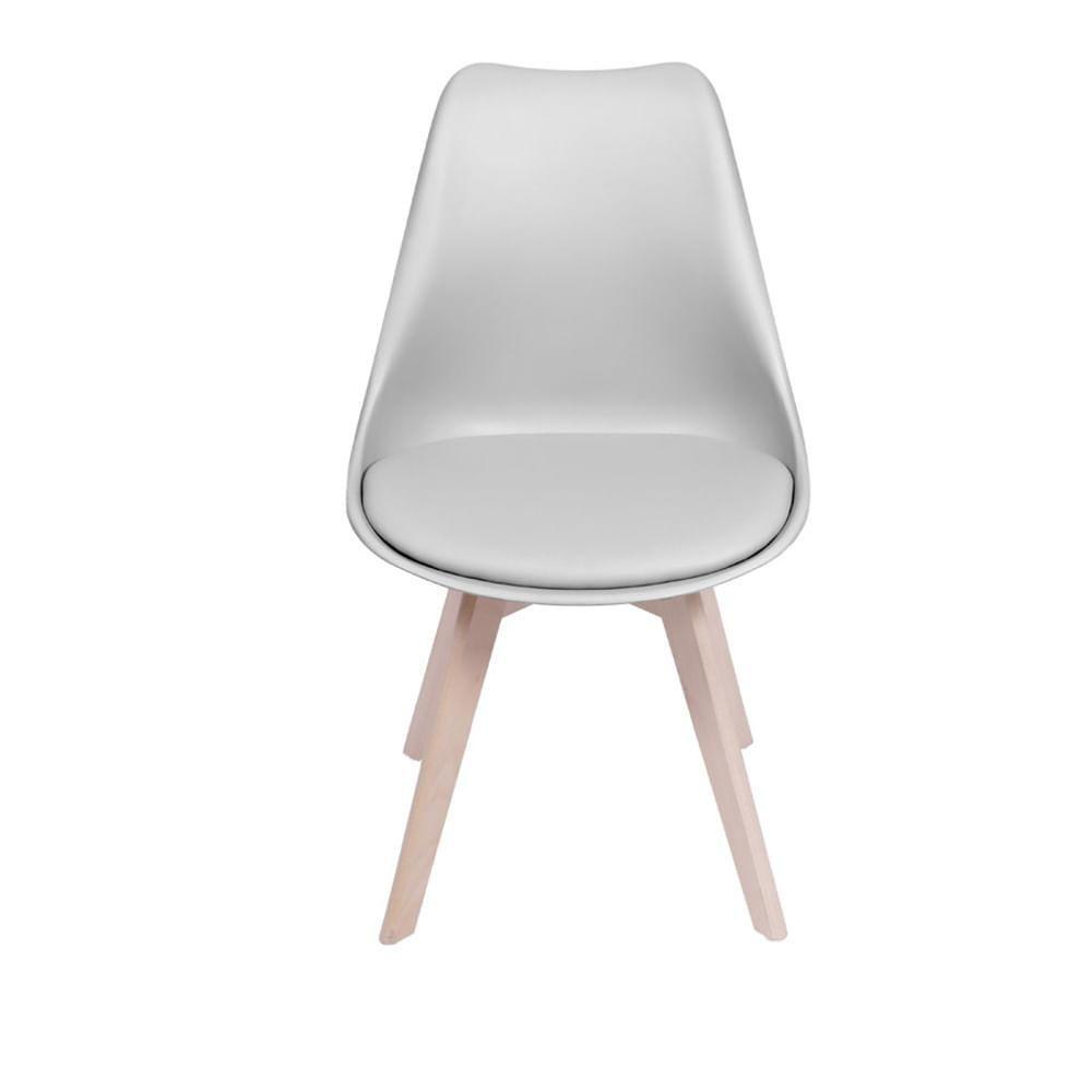 Cadeira Eames Saarinen Polipropileno Assento Estofado Pu Cinza Base Madeira - 2