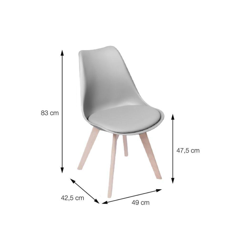 Cadeira Eames Saarinen Polipropileno Assento Estofado Pu Cinza Base Madeira - 4