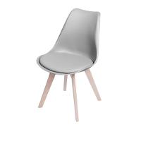 Cadeira Eames Saarinen Polipropileno Assento Estofado Pu Cinza Base Madeira - 1