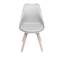 Cadeira Eames Saarinen Polipropileno Assento Estofado Pu Cinza Base Madeira - 2