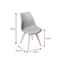 Cadeira Eames Saarinen Polipropileno Assento Estofado Pu Cinza Base Madeira - 4