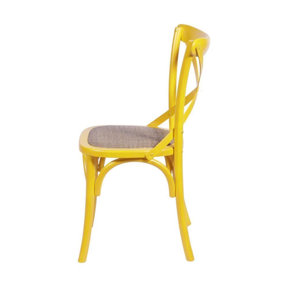 Cadeira Katrina Cross Amarela Assento Em Rattan - 3