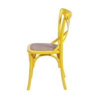 Cadeira Katrina Cross Amarela Assento Em Rattan - 3