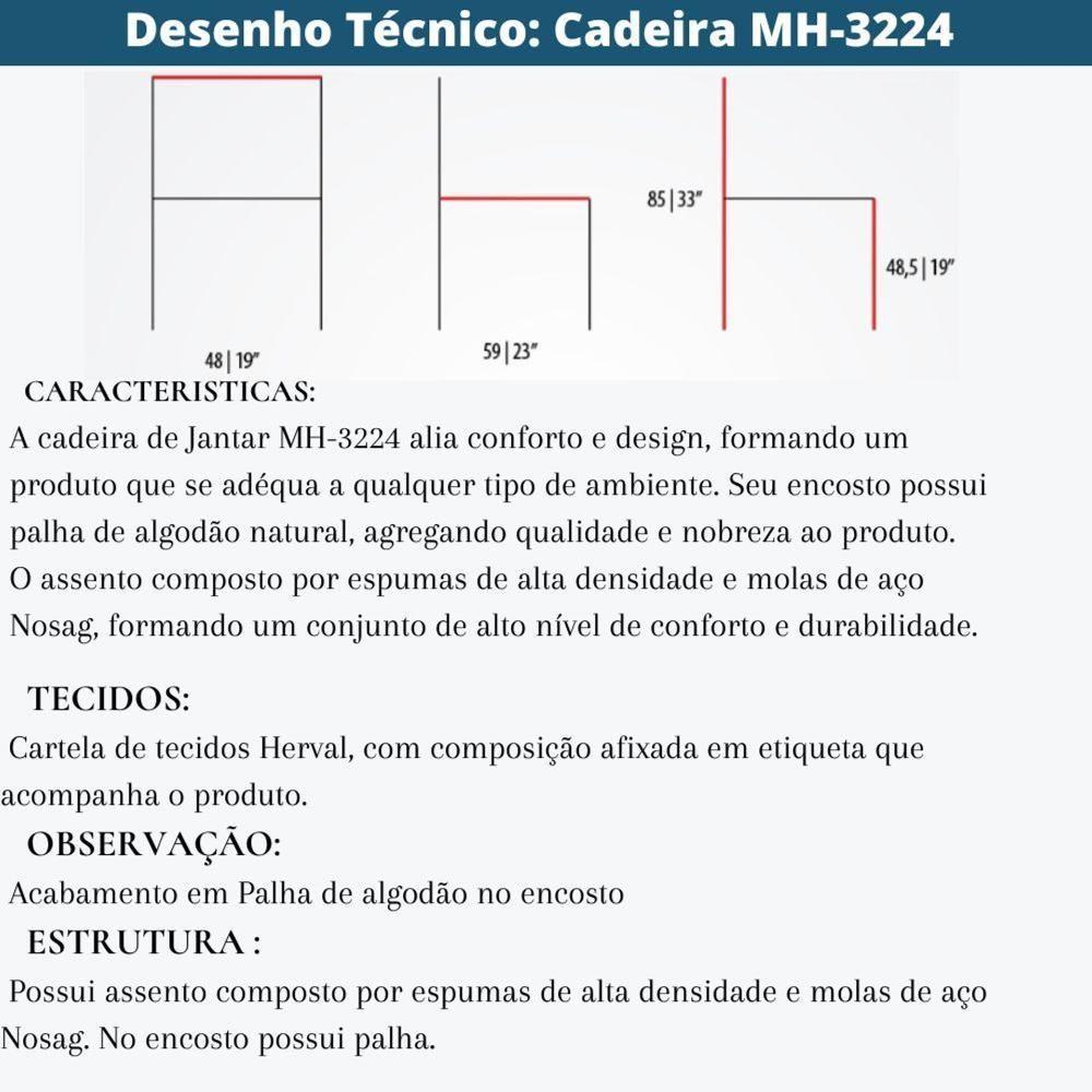 Cadeira Mh-3224 Herval Madeira Maciça Amêndoa Encosto Em Palha Algodão Assento Em Linho Cinza C - 5