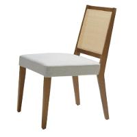 Cadeira Mh-3224 Herval Madeira Maciça Amêndoa Encosto Em Palha Algodão Assento Em Linho Cinza C - 1