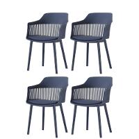 Kit 4 Cadeiras Marcela Rivatti Almofada Em Pu Polipropileno Azul - 1