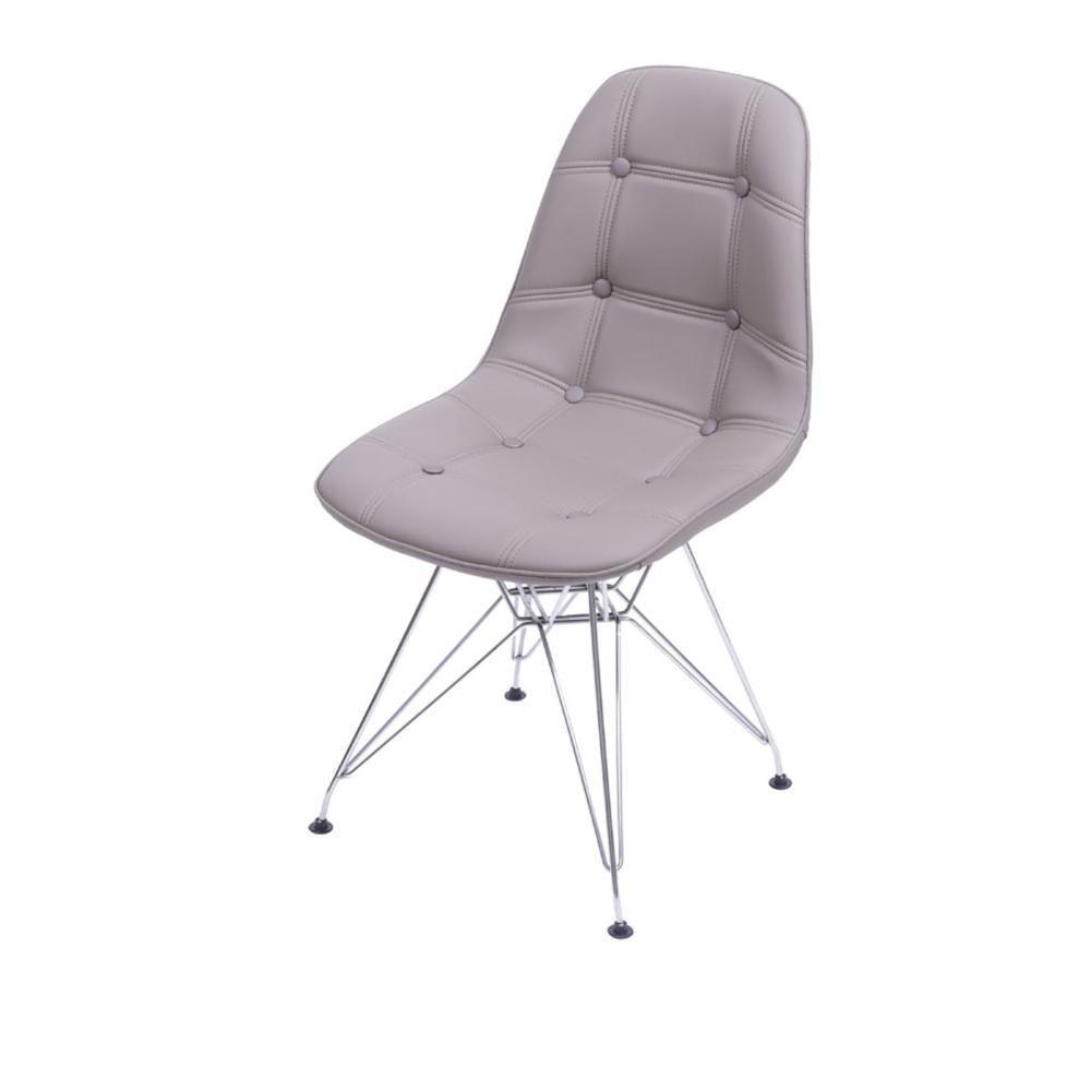 Cadeira Eames Dkr Botonê Assento Pu Fendi Base Cromada - 1
