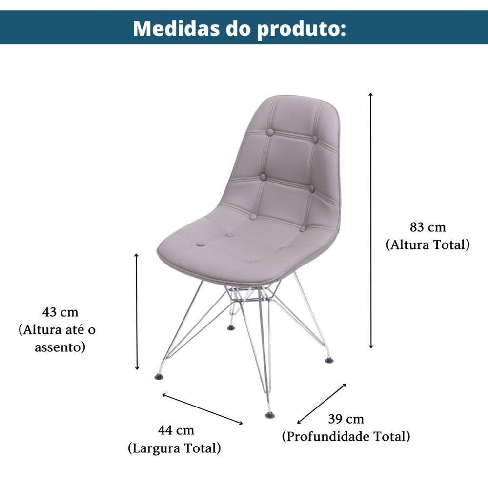 Cadeira Eames Dkr Botonê Assento Pu Fendi Base Cromada - 2