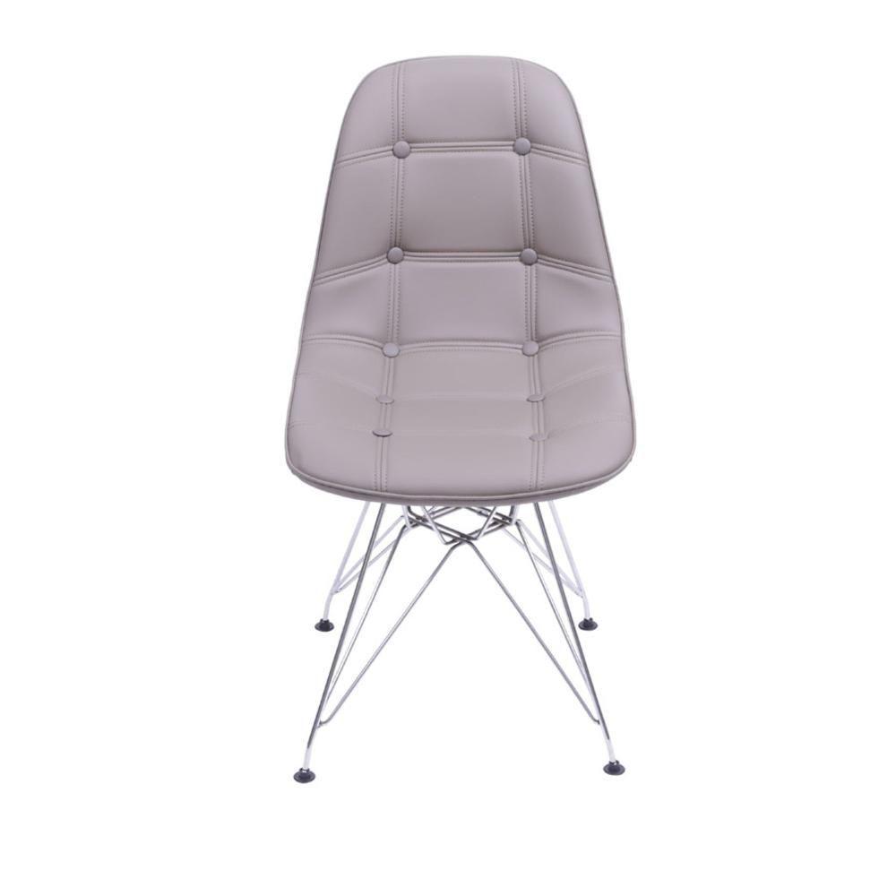 Cadeira Eames Dkr Botonê Assento Pu Fendi Base Cromada - 3