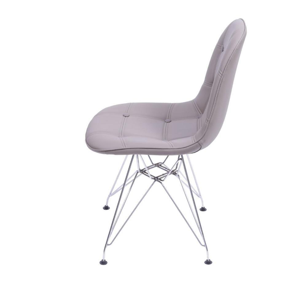 Cadeira Eames Dkr Botonê Assento Pu Fendi Base Cromada - 4