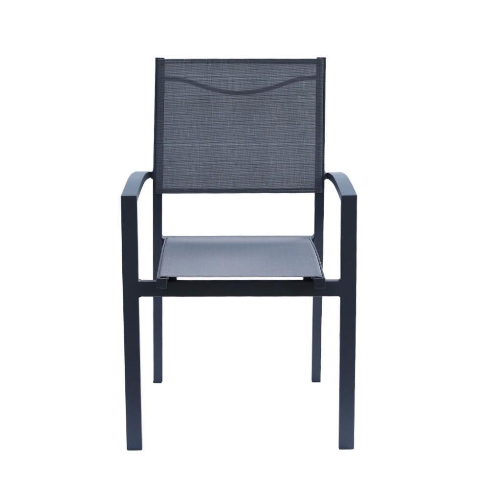 Kit 4 Cadeiras Angra Rivatti Em Aluminio Grafite Com Tela Mesh Grafite - 4