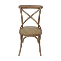 Cadeira Katrina Cross Madeira Escura Assento Em Rattan - 3