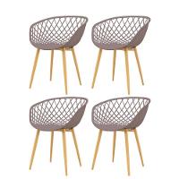 Kit 4 Cadeiras Clarice Rivatti Polipropileno Camurça Base Metal