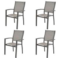 Kit 4 Cadeiras Angra Rivatti Em Aluminio Amêndoa Com Tela Mesh Bege - 1