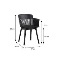 Cadeira Mena Marcela Polipropileno Fendi Assento Estofado Em Pu Base Fixa - 3