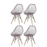 Kit 4 Cadeiras Cloe Kaila Rivatti Polipropileno Camurça Base Madeira - 1