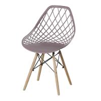 Kit 4 Cadeiras Cloe Kaila Rivatti Polipropileno Camurça Base Madeira