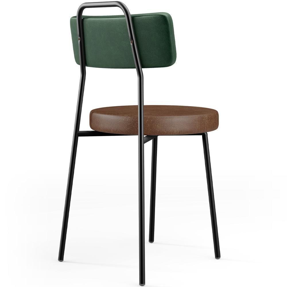 Kit 08 Cadeiras Estofada Para Sala Jantar Barcelona L02 Facto Verde Musgo Couríssimo Marrom - Lyam - 4