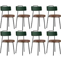Kit 08 Cadeiras Estofada Para Sala Jantar Barcelona L02 Facto Verde Musgo Couríssimo Marrom - Lyam - 1