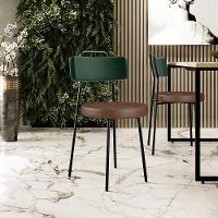 Kit 08 Cadeiras Estofada Para Sala Jantar Barcelona L02 Facto Verde Musgo Couríssimo Marrom - Lyam - 8