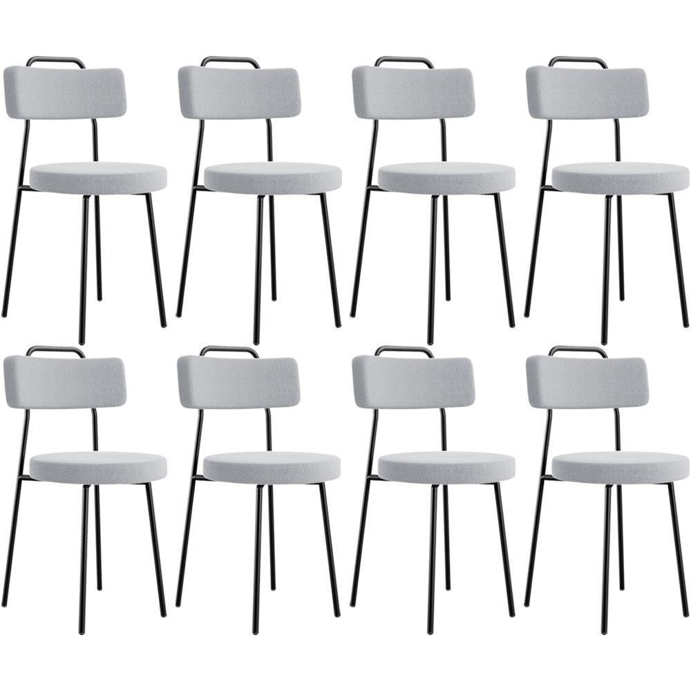 Kit 08 Cadeiras Decorativas Estofada Para Sala De Jantar Barcelona L02 Bouclê Cinza - Lyam Decor - 1