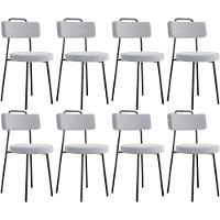 Kit 08 Cadeiras Decorativas Estofada Para Sala De Jantar Barcelona L02 Bouclê Cinza - Lyam Decor - 1