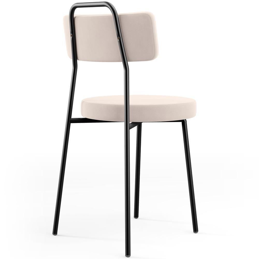 Kit 08 Cadeiras Decorativas Estofada Para Sala De Jantar Barcelona L02 Suede Bege - Lyam Decor - 2