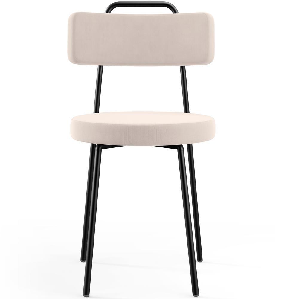 Kit 08 Cadeiras Decorativas Estofada Para Sala De Jantar Barcelona L02 Suede Bege - Lyam Decor - 4