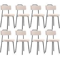 Kit 08 Cadeiras Decorativas Estofada Para Sala De Jantar Barcelona L02 Suede Bege - Lyam Decor - 1