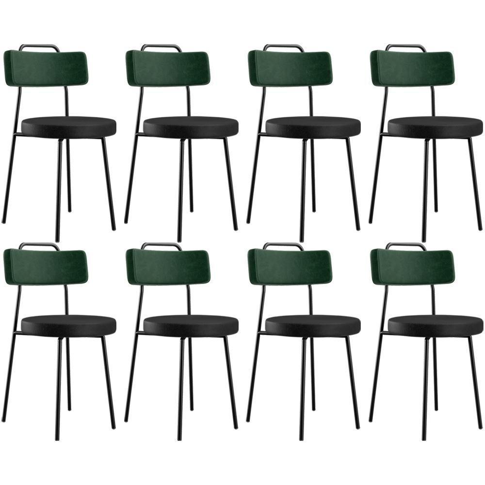 Kit 08 Cadeiras Estofada Para Sala Jantar Barcelona L02 Facto Verde Musgo Couríssimo Preto - Lyam - 1