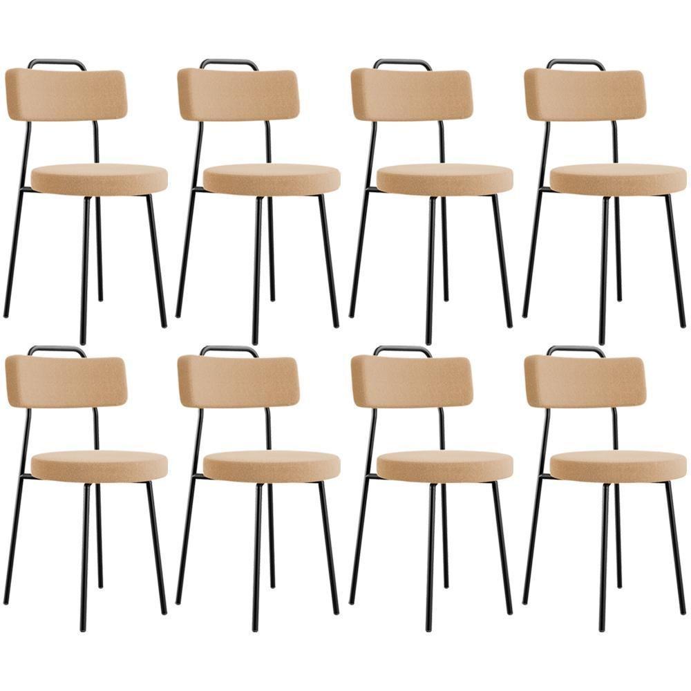 Kit 08 Cadeiras Decorativas Estofada Para Sala De Jantar Barcelona L02 Bouclê Mostarda - Lyam Decor - 1