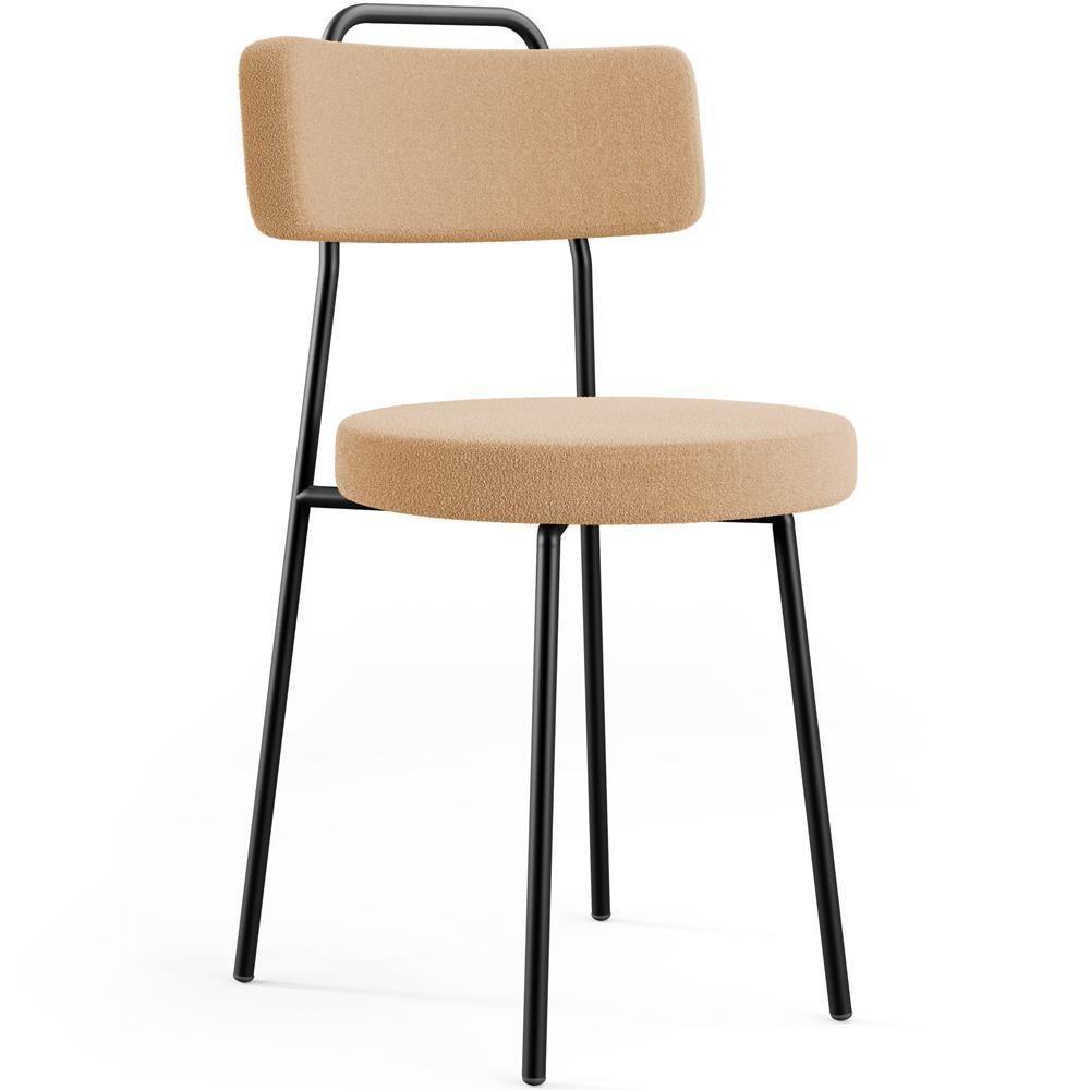 Kit 08 Cadeiras Decorativas Estofada Para Sala De Jantar Barcelona L02 Bouclê Mostarda - Lyam Decor - 3