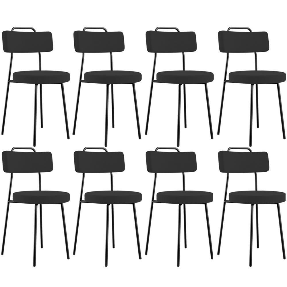 Kit 08 Cadeiras Decorativas Estofada Para Sala De Jantar Barcelona L02 Suede Preto - Lyam Decor - 1