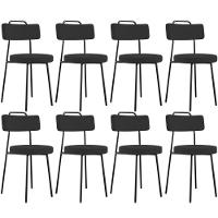 Kit 08 Cadeiras Decorativas Estofada Para Sala De Jantar Barcelona L02 Suede Preto - Lyam Decor - 1