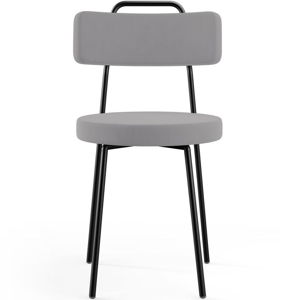 Kit 08 Cadeiras Decorativas Estofada Para Sala De Jantar Barcelona L02 Suede Cinza - Lyam Decor - 8