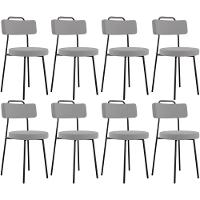 Kit 08 Cadeiras Decorativas Estofada Para Sala De Jantar Barcelona L02 Suede Cinza - Lyam Decor - 1