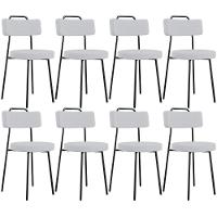 Kit 08 Cadeiras Decorativas Estofada Para Sala De Jantar Barcelona L02 Linho Cinza - Lyam Decor - 1